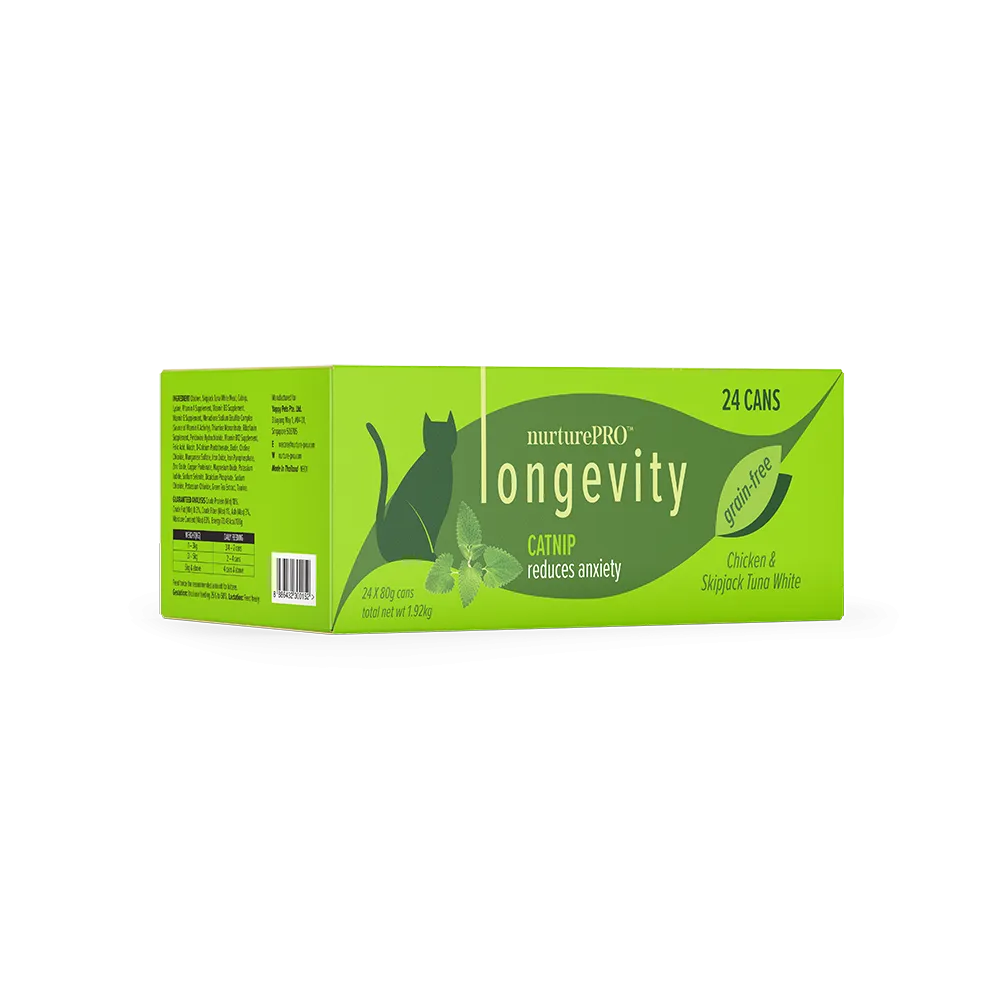 Nurture Pro Cat Longevity with Green Tea Essence GF Chicken & Skipjack Tuna White Meat Catnip 80g