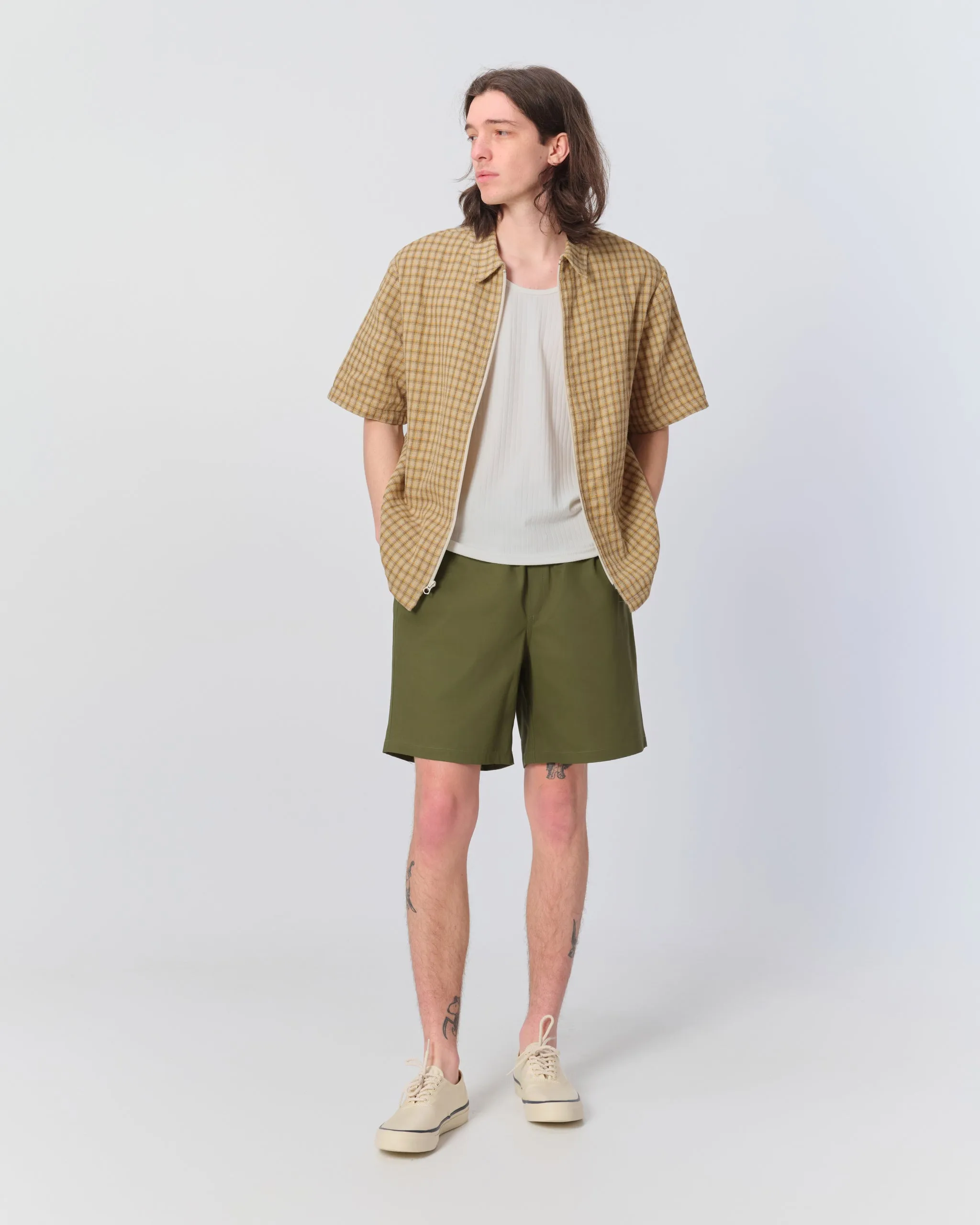 Olive Herringbone Leisure Short