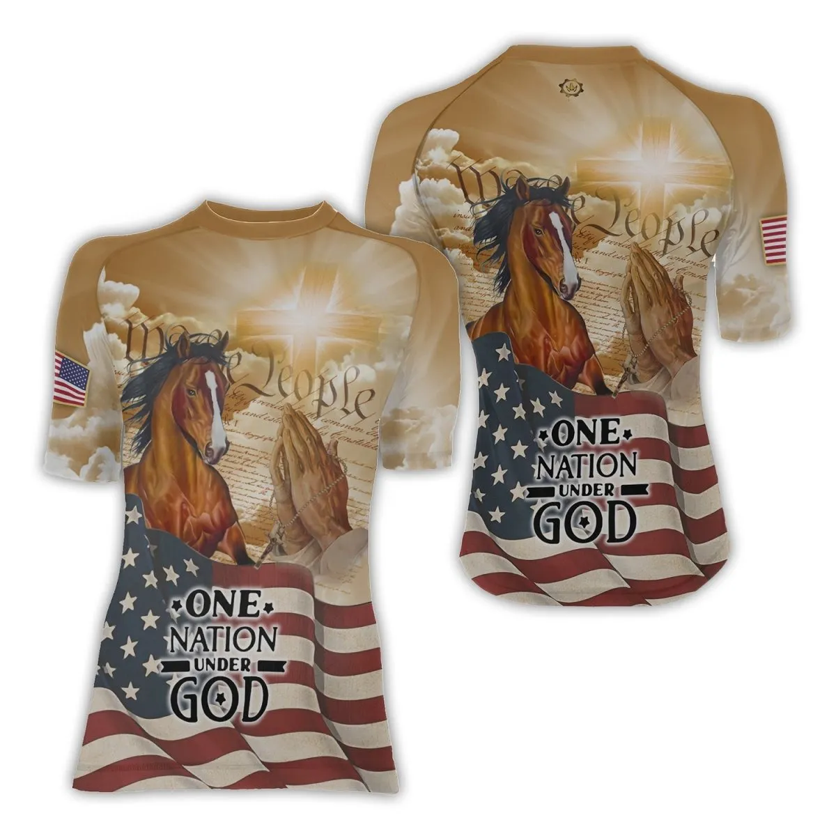 One Nation Under God Women's Short Sleeve Rash Guard