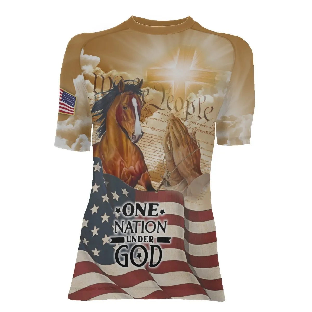 One Nation Under God Women's Short Sleeve Rash Guard