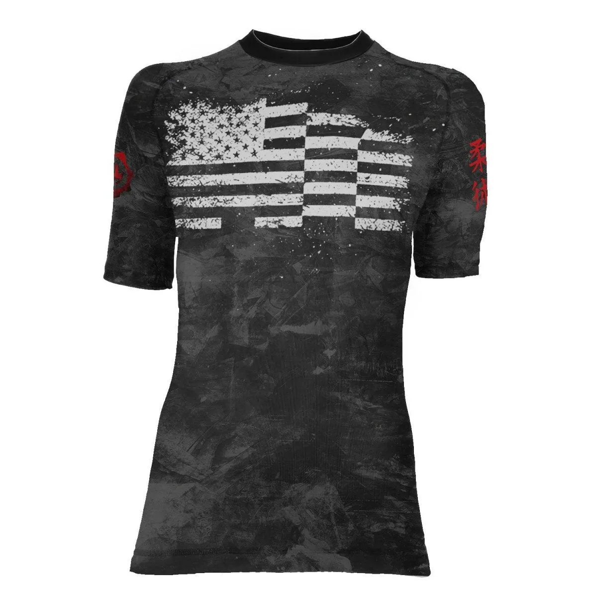 Personalized Painting American Flag Women's Short Sleeve Rash Guard