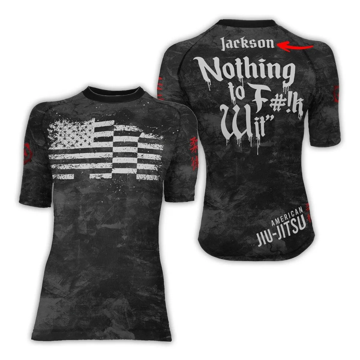 Personalized Painting American Flag Women's Short Sleeve Rash Guard