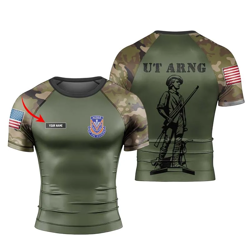 Personalized Utah ARNG Men's Short Sleeve Rash Guard