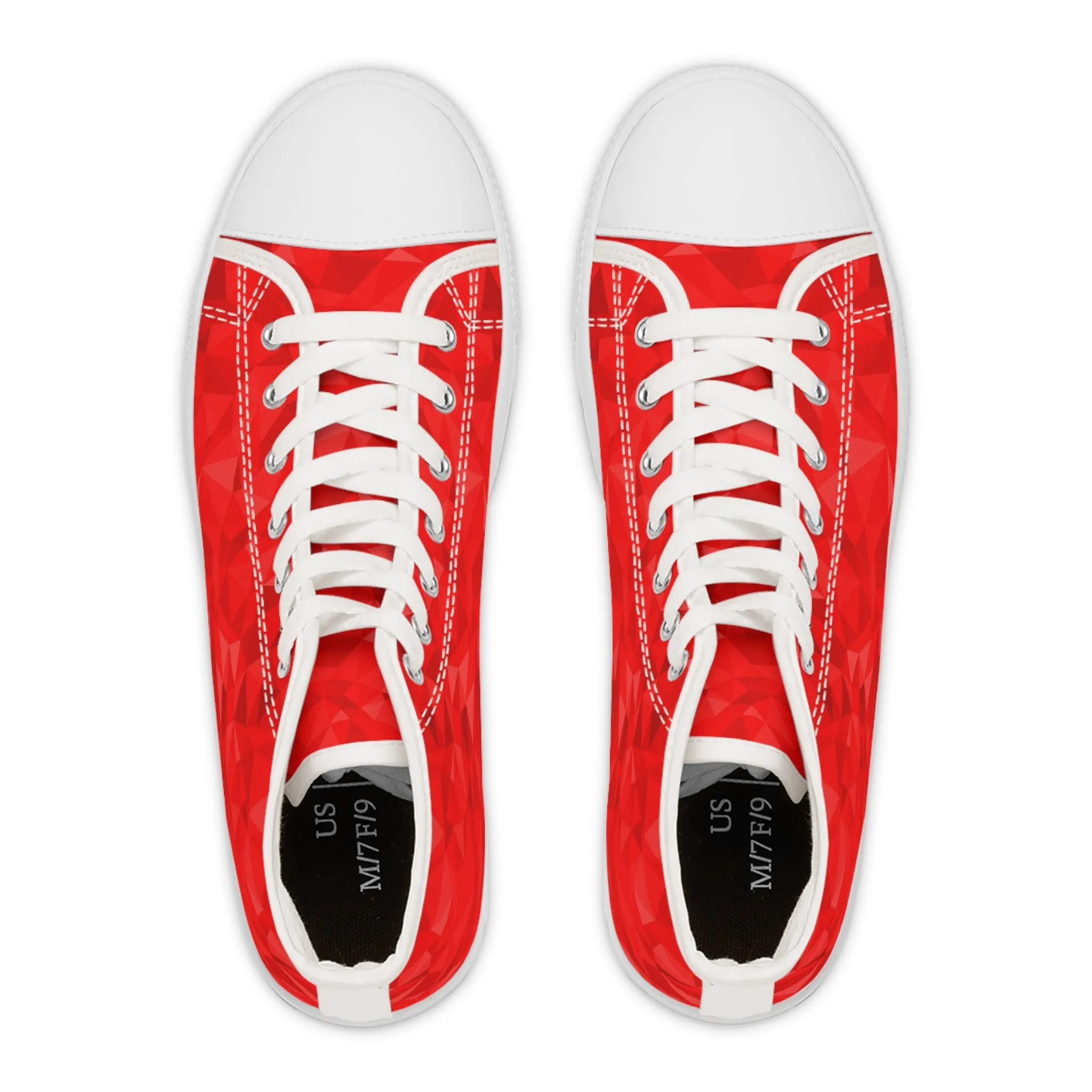 Red Flat Polygon Women's High Top Sneakers