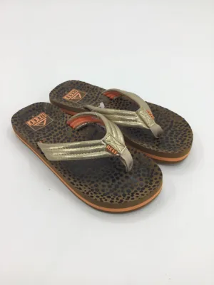 Reef Child Size 1 Youth Gold Sandals/Flip Flops