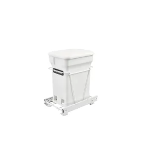 Rev-A-Shelf / RV-1216-CKWH-1 / White Steel Pullout Compost Container w/ Rear Basket Storage