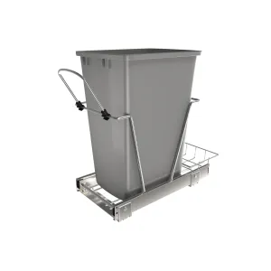 Rev-A-Shelf / RV-12KD-17C S / Chrome Steel Pullout Waste/Trash Container w/ Rear Basket Storage