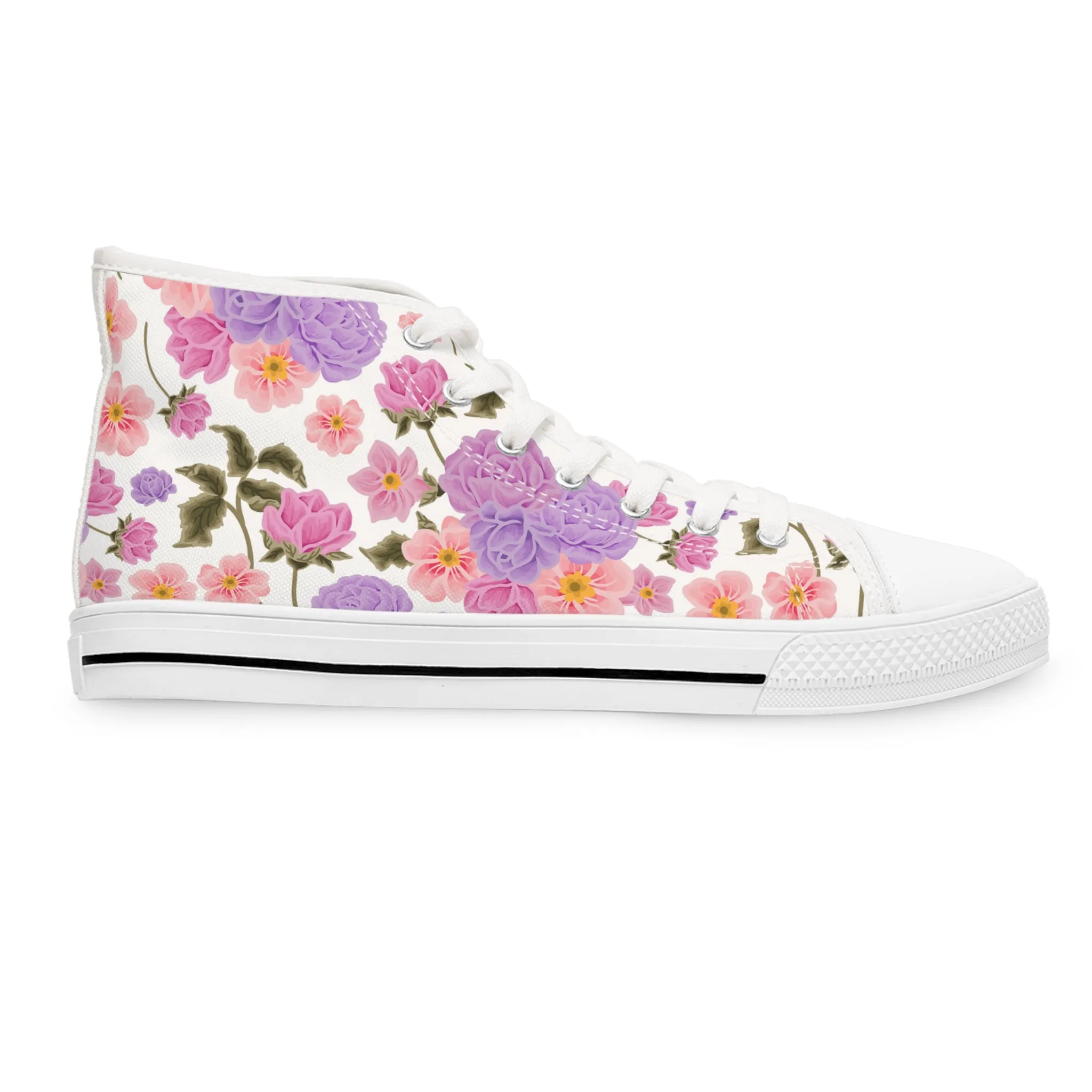 Rose Garden Romance Women's High Top Sneakers
