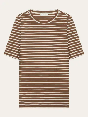 Striped Rib T-shirt - Regenerative Organic Certified - GOTS/Vegan (Dark Brown Stripe)