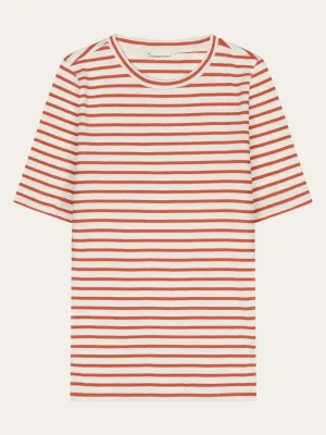 Striped Rib T-shirt - Regenerative Organic Certified - GOTS/Vegan (Red stripe)