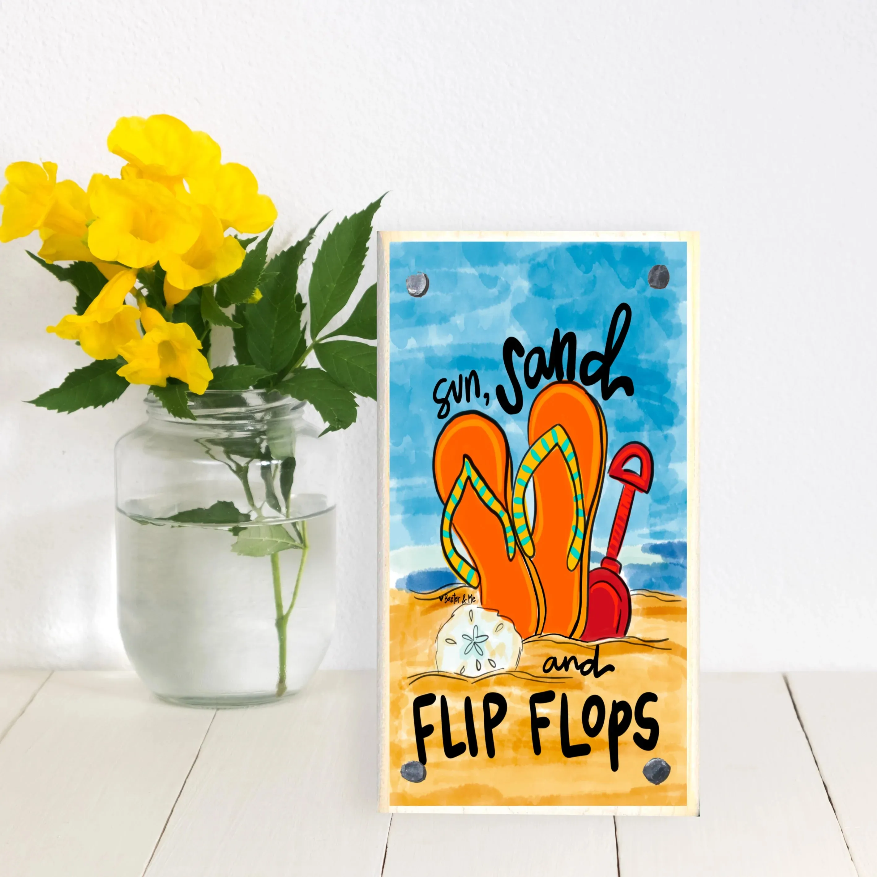 Sun, Sand & Flip Flops Happy Block