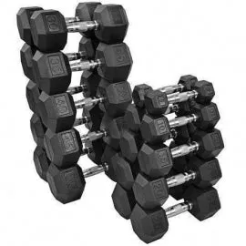 TRIAD 5-30 Lbs Rubber Hex Dumbbell Set