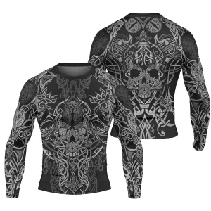 Viking Norse Skull Men's Long Sleeve Rash Guard