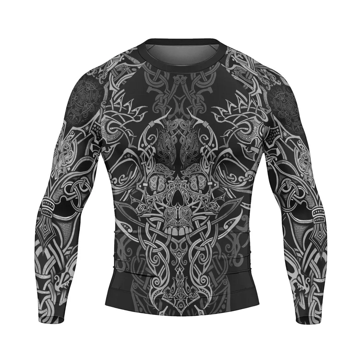 Viking Norse Skull Men's Long Sleeve Rash Guard