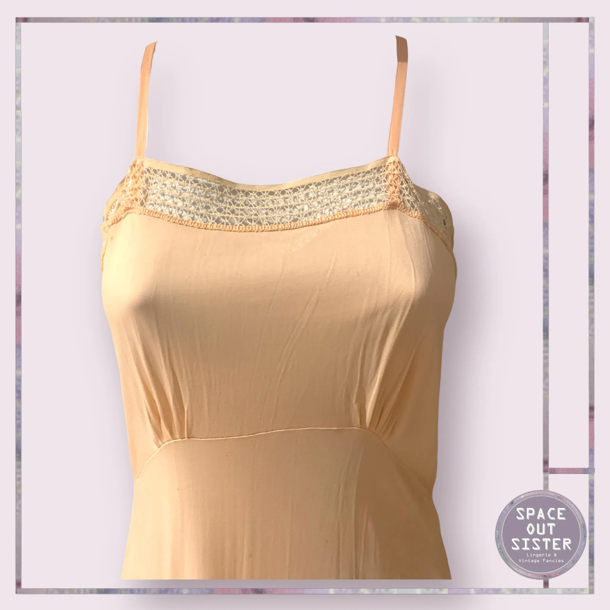 Vintage Crochet Lace Tricot Slip