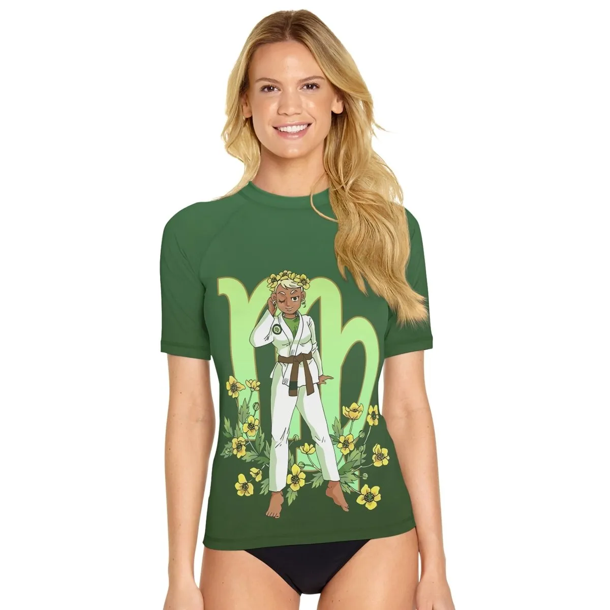 Virgo Zodiac Mom Women's Short Sleeve Rash Guard